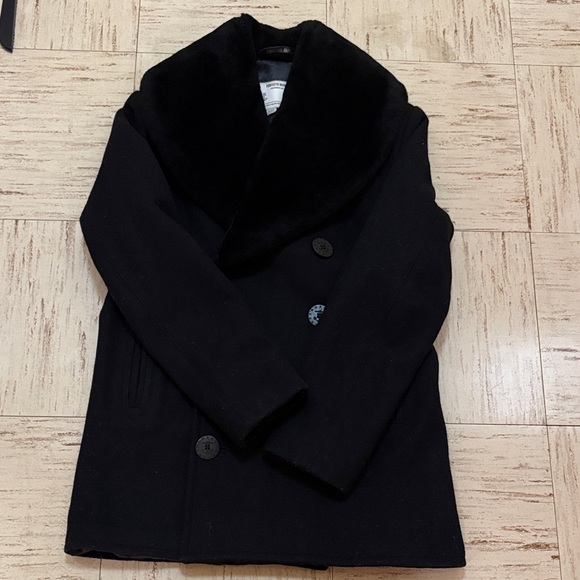 Men's Black Double-Breasted Coat - Picture 7 of 15